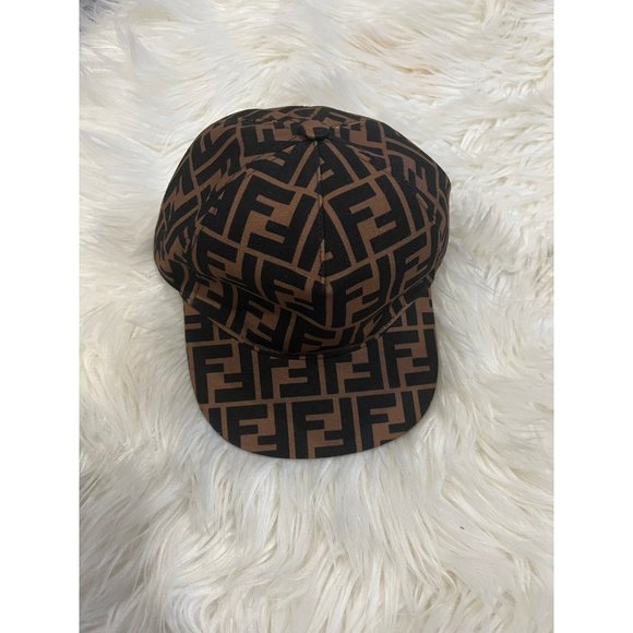 Fendi Unisex Brown Zucca Monogram Logo Adjustable Baseball Cap Fendi Zucca Monogram Logo Brown Strapback Hat Cap  main image 4
